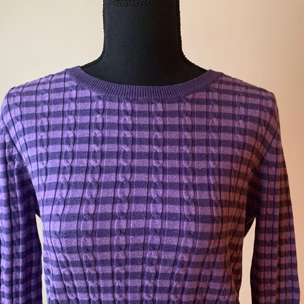 Talbots Purple Plaid Women's Sweater - Picture 2 of 5